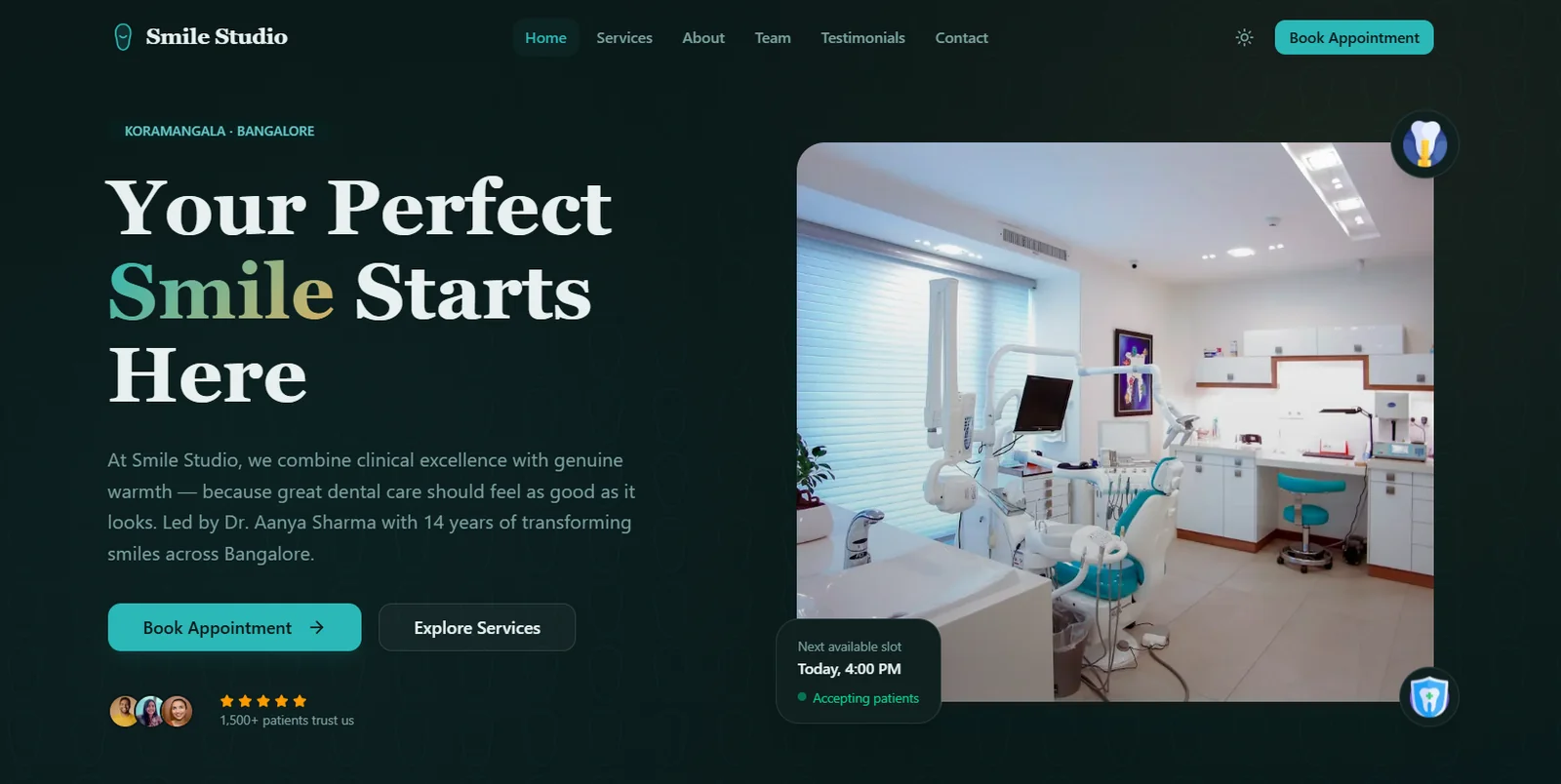 Smile Care Studio — Premium Dental Clinic Website homepage
