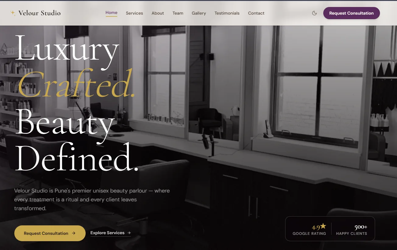 Velour Studios — Luxury Beauty & Salon Website